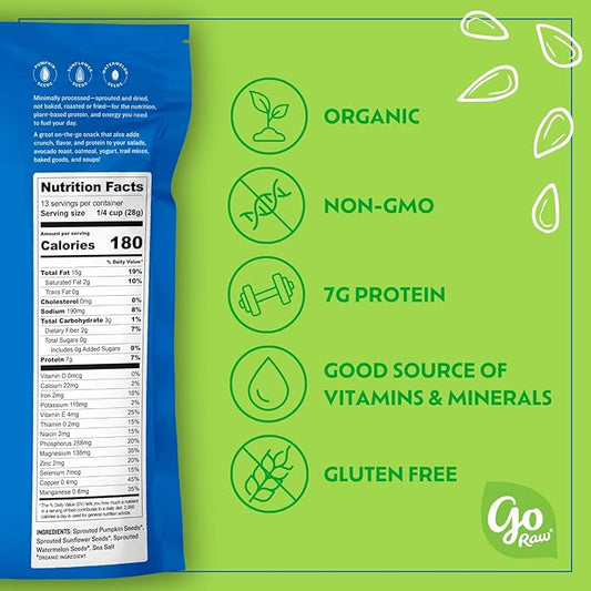 Go Raw Organic Sprouted Mixed Seeds, 13 oz, Unsalted, Keto, Kosher, Superfood