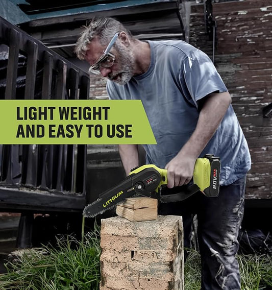 Mini Chainsaw Crodless, 6-Inch Small Chainsaw Electric Chain Saws with 2 Batteries Powered, Super Handheld Protable Saws For Tree Cutting, Tree Branches, Courtyard and Garden Tool