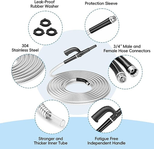 SPECILITE Metal Garden Hose 100ft Heavy Duty 304 Stainless Steel Water Pipe for Yard, Outdoor - Durable, Tough & Flexible, Kink & Tangle Free, Pet-proof, Puncture Resistant with Independent Grip