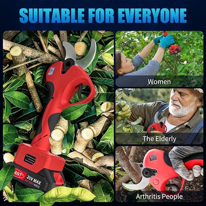 Electric Pruning Shears Cordless, 1.6"(40mm) Cordless Pruner, 2Pcs 2000mAh Battery Operated Pruning Shears & Electric Tree Pruner, SK5 Steel Blades Battery Powered Pruning Shears JOVANT