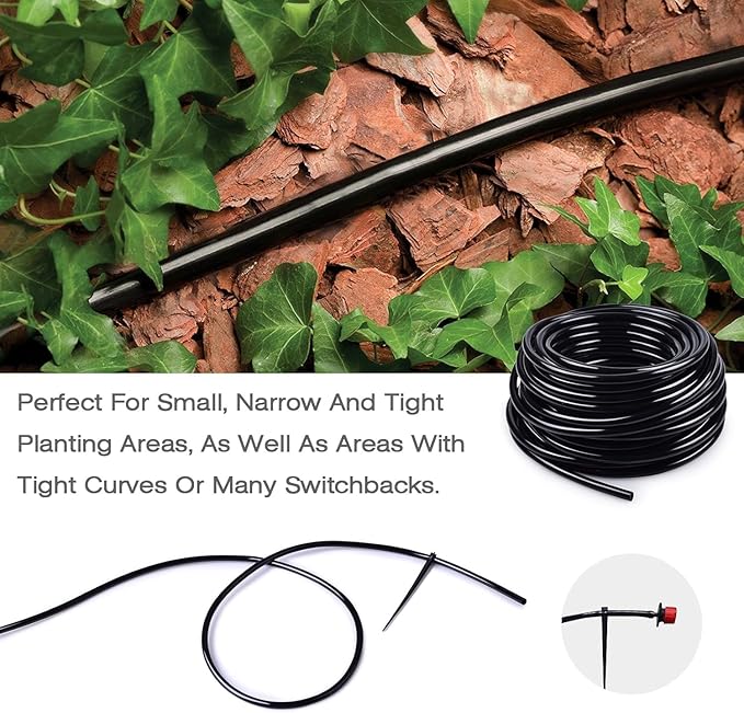 MIXC 400ft 1/4 inch Blank Distribution Tubing Drip Irrigation Hose Garden Watering Tube Line