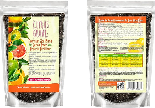 Premium Organic Citrus Potting Soil for Indoor/Outdoor Plants - Perfect for Oranges, Lemons, Limes & Grapefruits Trees - Hand Blended for Optimal Growth (5 QUARTS)
