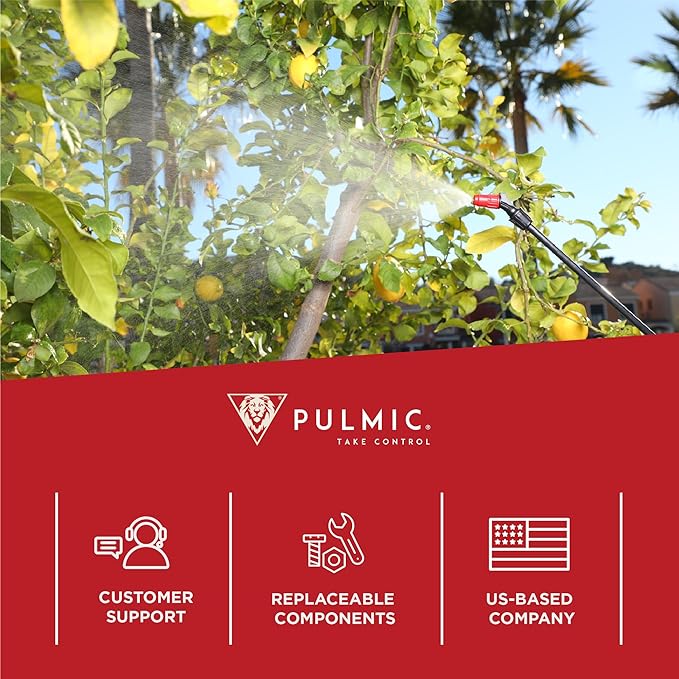 PULMIC Electric Sprayer Pegasus 35. 9.25-Gallon Cart Sprayer. 3 Application Speeds Up to 60 PSI Pressure. 18V Removable Lithium Battery. Up to 7 Hours of Autonomy. 20 ft Hose and Accessories Included