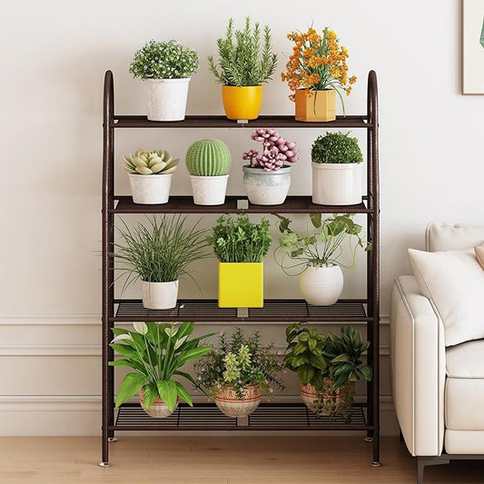 SORCEDAS Plant Stand Indoor Outdoor Plant Shelf 4 Tier Metal Corner Flower Stand Multiple Holder for Patio Garden Balcony Living Room ,Bronze