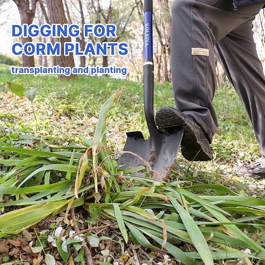 Shovel,Shovels for Digging Heavy Duty with Fiberglass Handle,Spade Shovel for Gardening Trenching Planting Transferring,57 inches,Blue