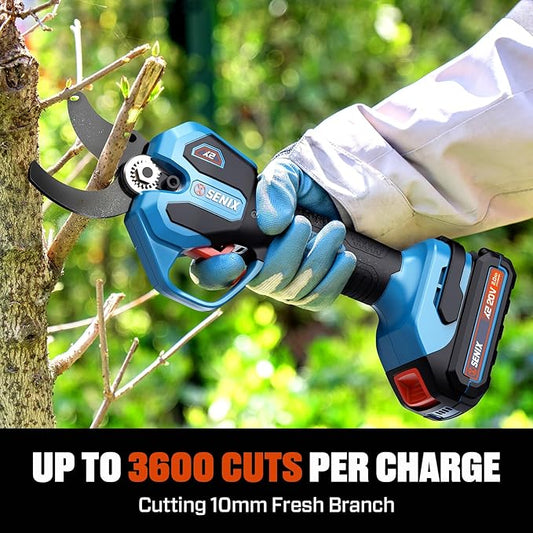 SENIX Cordless Electric Pruning Shears with 2000mAh Battery& Charger, 20V Brushless Motor Pruner, Dual Mode Cutting 1.5" Max for Delicate Flowers & Thick Branches, Gardening, Tree Pruners, Orchard