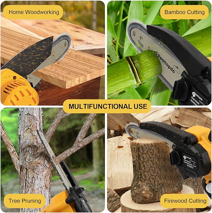 6 In Chainsaw Compatible with DeWalt Battery 20v - Mini Electric Cordless Brushless Chain Saw Handheld Compact Portable Mobile Small Trimming Pruning Chainsaw Set(Battery not Included)