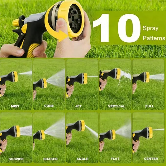 Garden Hose Nozzle with Adjustable 10 Watering Patterns,Hose Spray Nozzle with Slip Resistant High Pressure,Water Hose Nozzles Sprayer for Plants & Lawns Watering,Car Washing and Pet Showering Yellow