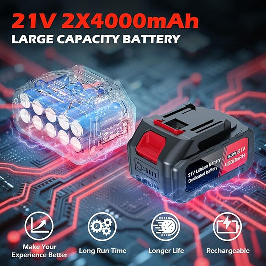 21V Cordless Electric Tiller for Gardening, 360 RPM Garden Tiller with 2×4.0AH Batteries & Charger, 9" Width, 6.3" Depth, Battery Powered Mini Cultivator, Portable Rototiller for Lawn Soil Cultivation