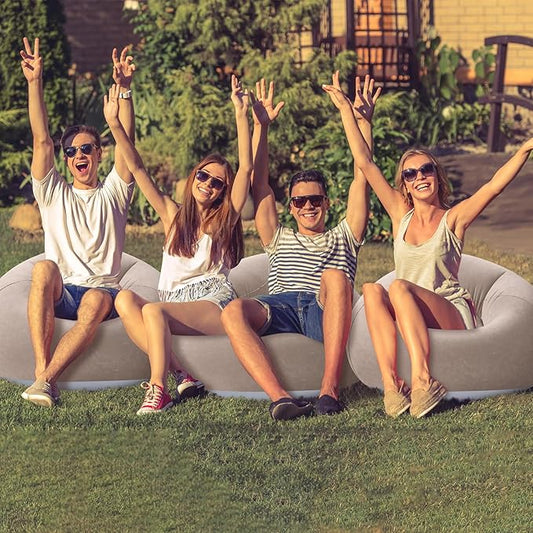 Realspring Inflatable Bean Bag Chairs Outdoor Blow up Camping Chairs Inflatable Lazy Sofa Folding Portable Bean Bag Loungers Couch for Movie Night(Coffee,4 Pcs)