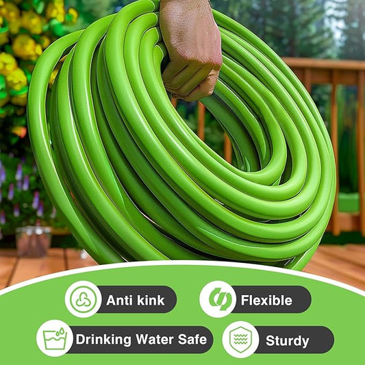 Lefree Garden Hose, Flexible Water Hose with 10 Function Nozzle, Heavy Duty, Sturdy, Drinking Water Safe, All-weather, Outdoor Hose with Kink Resistance, Burst 600 PSI