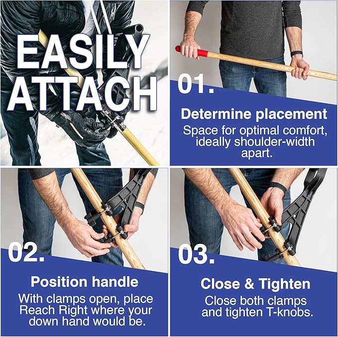 Universal Handle Attachment for Snow Shovel, Weedeater, String Trimmer, Rake & More | Versatile Ergonomic Back Saving Attachment for All Gardening Tools | Yard Tool Gifts (2 Pack)