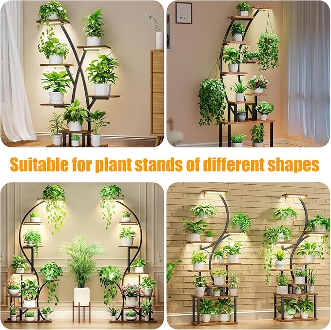 LED Grow Light Strips, Grow Lights for Indoor Plants Full Spectrum 3000K, Plant Light Bar with 3/9/12H Timer, 10 Dimmable Levels for Seedling Succulent,Best Match for Plant Shelf(3 Head×2 Pack)