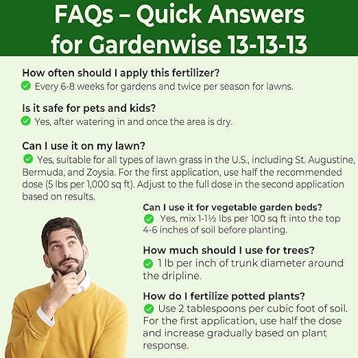 13-13-13 Slow Release Granular Fertilizer β All Purpose Plant Food 13 13 13 for Outdoor Grass, Vegetables, Roses, Flowers, Shrubs, Trees. Lawns, Gardens, Potted Plants (4 quarts)