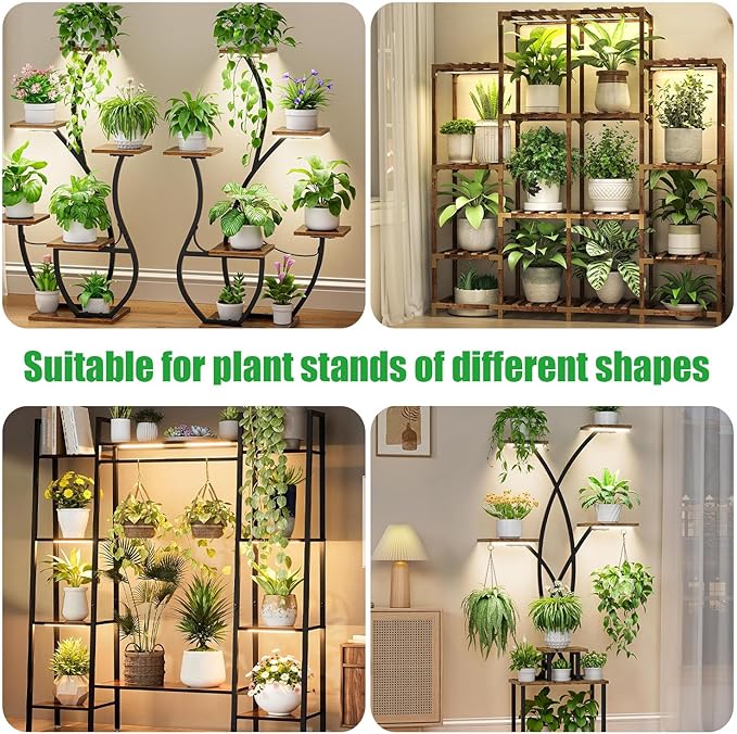 8.6 Inches LED Grow Light Strips, Grow Lights for Indoor Plants Full Spectrum 3500K, 104 LEDs Plant Light with 10 Dimmable Levels, 3/9/12H Timer for Seedling Succulent and Plant Shelf, 4 Head 1 Pack