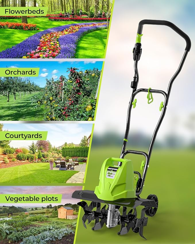 18-Inch 13.5 Amp Tiller/Cultivator with 6 Steel Tines, 3-Adjustable Wheels, Foldable Handle, 8'' Tilling Depth Electric Corded Tillers, Electric Garden Rototiller for Garden Lawn Soil Digging