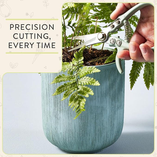 Modern Sprout Pruning Shears - Herb Snipping Scissors- Lightweight Gardening Tools W/Easy Lock - Flower Cutter Garden Shears - Carbon Steel Blade + Reusable Holster (Chartreuse, 1-Pack)