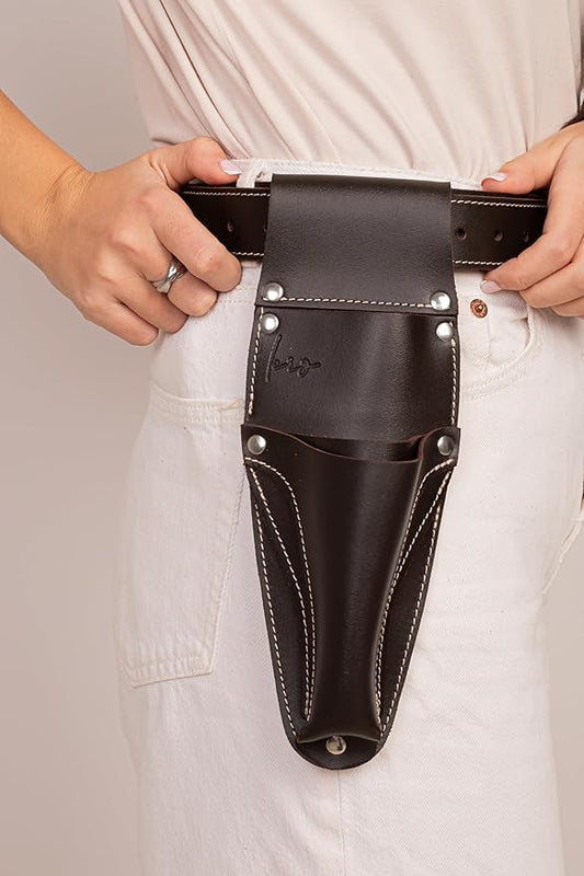 Hori Hori Leather Sheath Belt with Pruner and Scissor Pockets. Personalized Florist Tool Belt Leather, Gardening Belt with Pockets. (Dark Brown, One Size - Adjustable)