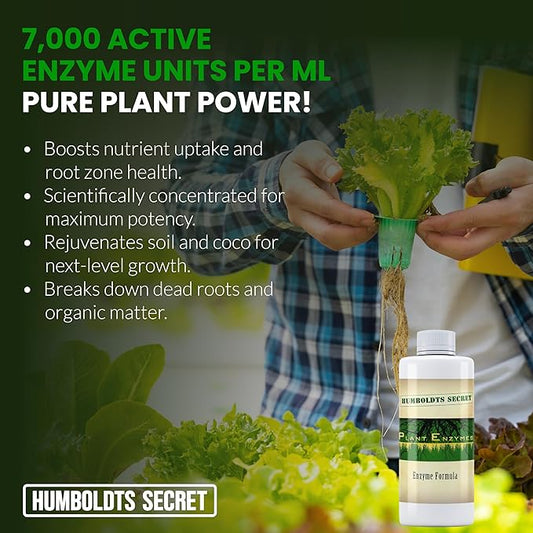 Humboldts Secret Plant Enzymes | 7,000 Active Units per mL | Root & Soil Enzyme Additive for Hydroponic and Aeroponic Systems | Boosts Growth and Root Strength for Maximum Nutrient Uptake | 2 Ounce