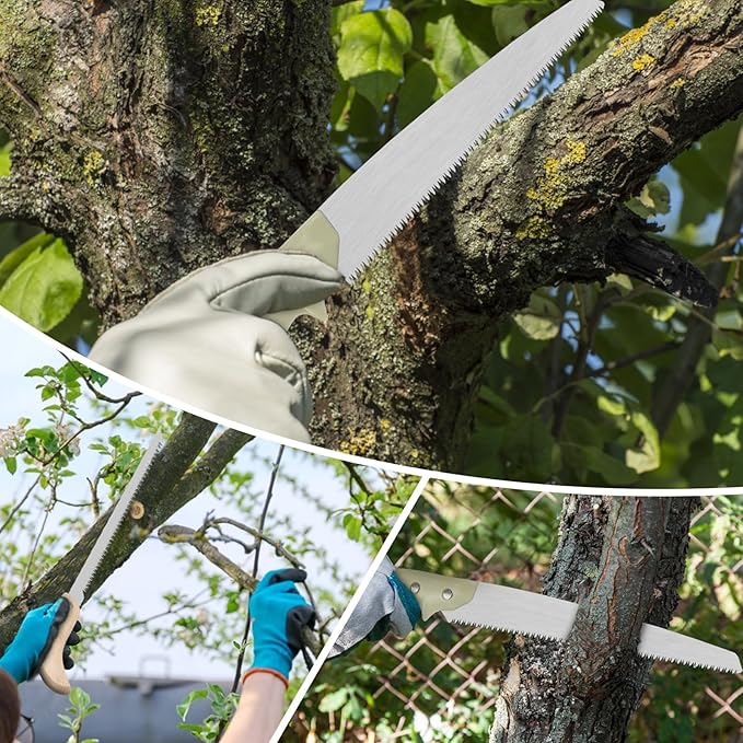 2-Pack Pruning Saw Set - 9.45" Heavy Duty Curved Blade & 9" Compact Hand Saw | SK5 Steel Blades for Tree Trimming, Wood Cutting, Camping & Gardening | Ergonomic Grip, Non-Slip