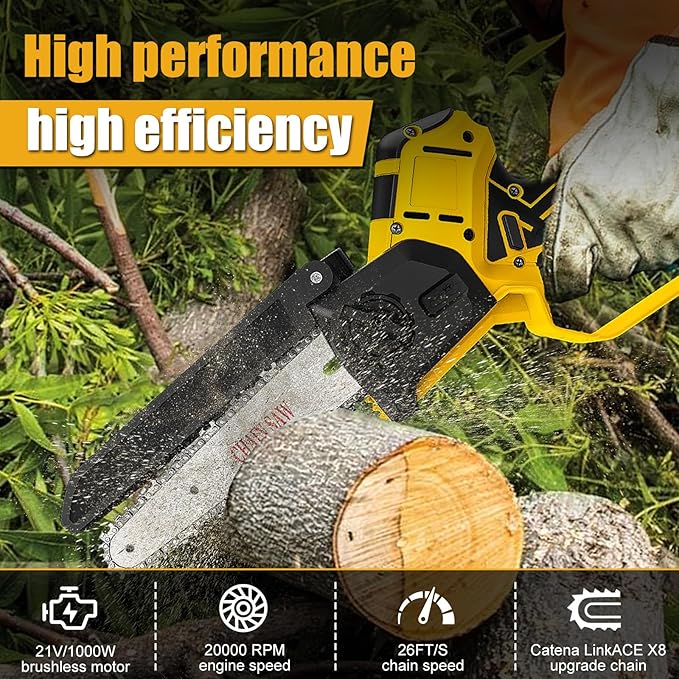 2-in-1 Cordless 6 Inch Pole Saw, Brushless Pole Chainsaws Compatible with Dewalt 20V MAX Battery (No Battery), with 8.5 FT MAX Extension Pole for Tree Branches Pruning, Wood Cutting
