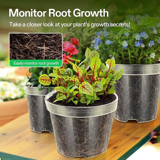 VIVOSUN 36 Packs 4/5/6 Inch Clear Nursery Pots with Drainage Holes, Reinforced Plastic Seedling Pots for Plants, Flowers, Cuttings, and Succulents, 40 pcs Plant Labels