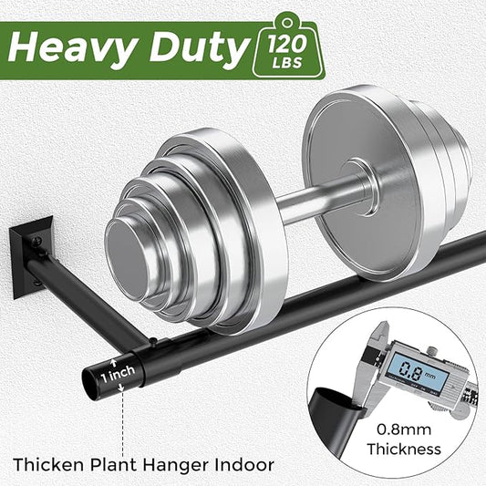 2 Pack Hanging Planters for Indoor Plants, 32 Inch Heavy Duty Plant Hanger Indoor, 1 Inch Diameter Metal Rod, Hanging Plant Holder for Window Wall, Matte Black, Square Flange Base, Pot Not Included