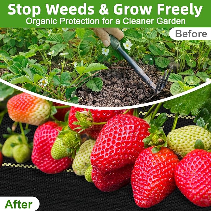 Shade&Beyond Custom 7ftx121ft Weed Barrier Fabric, 3.5oz Heavy Duty Landscape Fabric with Superior Permeability Weed Control, Garden Woven Ground Cloth with Staples