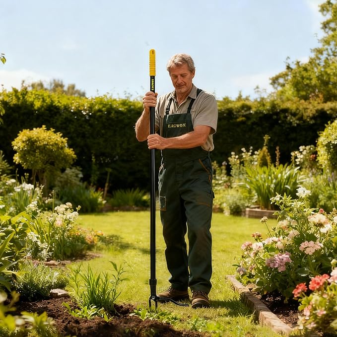 55-Inch Stand Up Weed Puller Tool, 4-Claw Steel Head Design, Long Handle for Dandelions and Crabgrass