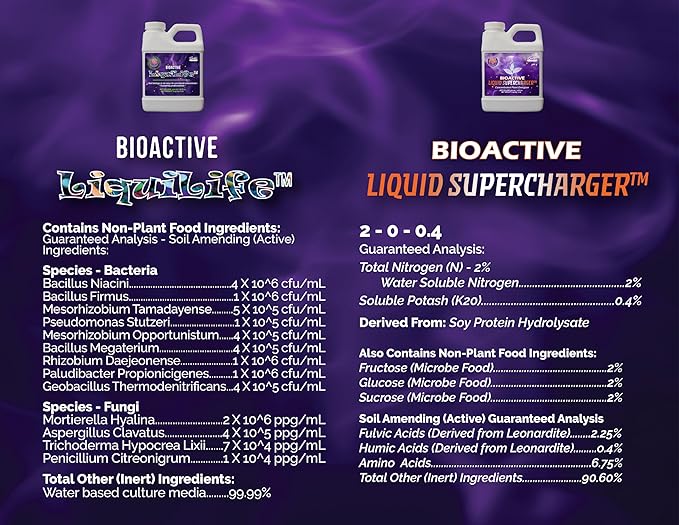 Purple Cow Organics Liquid Biology Bundle Concentrate - Indoor/Outdoor, Plant Growth Stimulator, Soil Conditioner, Fertilizer, Fulvic/Humic Acids