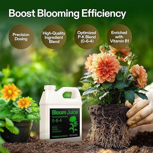 VIVOSUN Bloom Juice (0-6-4), Flowering Supplement Liquid Fertilizer for Flowering Stage, Concentrated Plant Food for All Flowering Plants, 32 Ounces/1 Quart