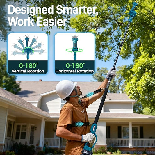 Cordless Electric Pruning Shears with Pole,21V 4000mAh Batteries, 1.6" Cutting Diameter,9.2ft Reach,3 Modes Adjustable,Brushless Motor for Powerful Branch Tree Trimming,Sky Blue