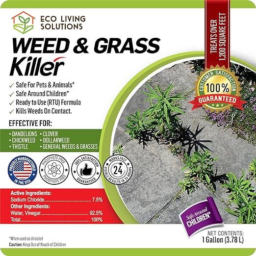 ECO Garden PRO - Organic Vinegar Weed Killer | Kid/Pet Safe | Clover Moss, Green Grass & Poison Ivy Killer for Lawns | Spray Ready Glyphosate Free Herbicide (1 Gallon)