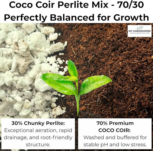 Coco Perlite - Coco Coir Perlite Mix - 70/30 Growing Media - Hydroponic, Indoor & Outdoor, Grow Bags & House Plants (30 quarts - 1 cu ft)