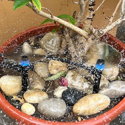 Kalolary Drip Irrigation Emitters, 50PCS Adjustable 360 Degree Water Flow Drippers Emitters for 1/4" Drip Irrigation System Tubing, Garden Irrigation Drippers for House Garden Flower beds(Blue)