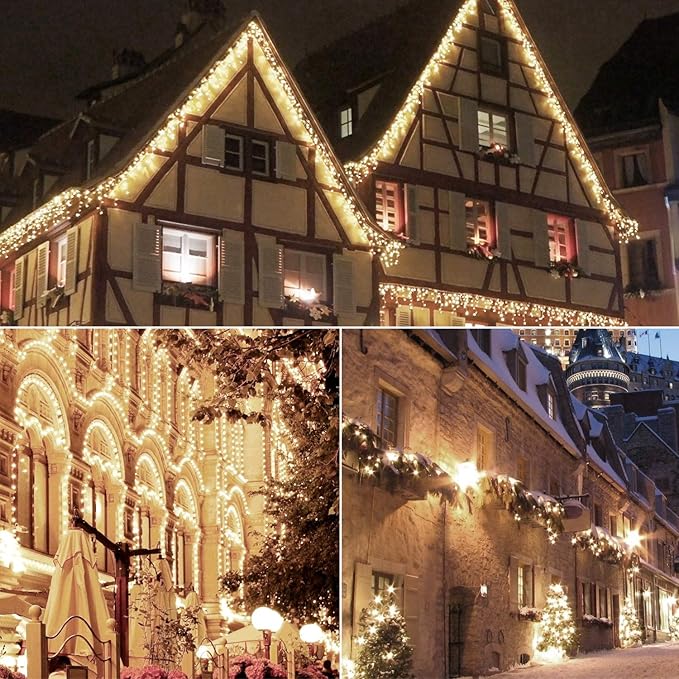 Warm White G12 LED Christmas Lights Outdoor- 71 FT 140 Count Berry LED Christmas Lights Outdoor Waterproof, One-Piece Commercial Grade Green Wire, IP:65, UL (2 Pack 70 Counts 35.5ft Per String)