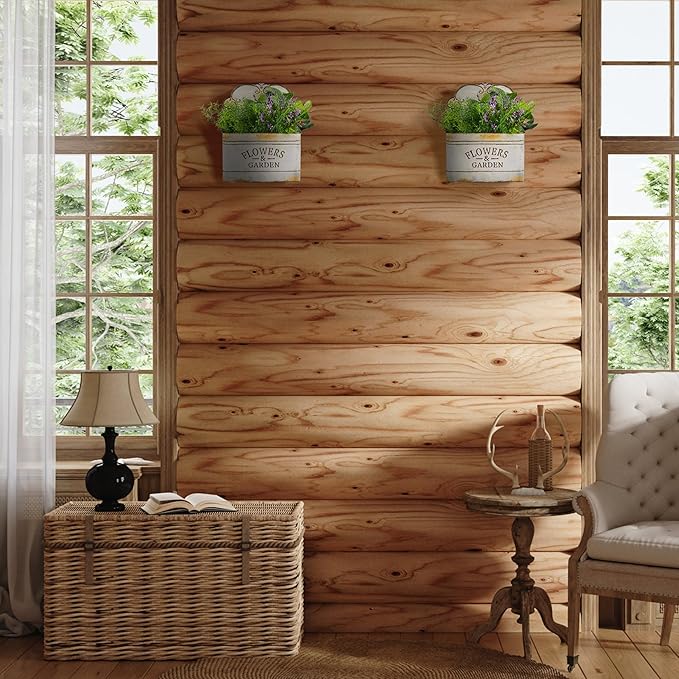 CVHOMEDECO. Farmhouse Metal Wall Planter Rustic Galvanized Flower Holder Wall Mount Flower pots for Indoor, Outdoor and Wall Decor, Set of 2 (Grey)