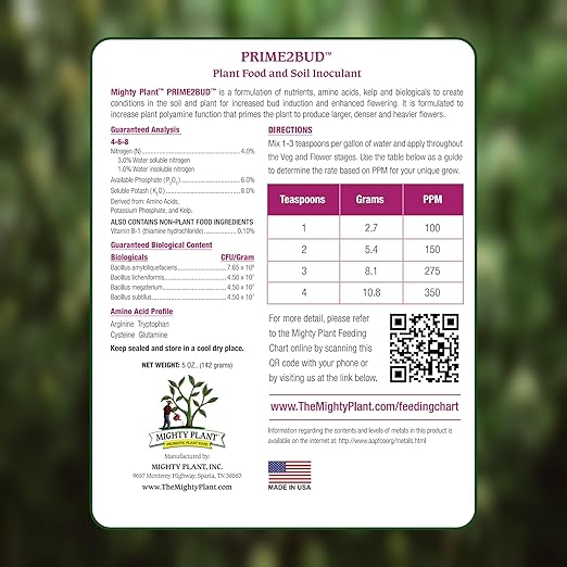 Flowering Bloom Booster Plant Enhancer – Arginine-Powered Growth Formula for Explosive Bloom & Fruit Set | Prime2Bud Ideal for Garden Flowers & Fruit-Bearing Vegetables (5, Ounces)