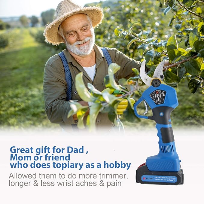 Professional Cordless Electric Pruning Shears with 2 PCS Backup Rechargeable 2Ah Lithium Battery Powered Tree Branch Pruner, 30mm (1.2 Inch) Cutting Diameter, 6-8 Working Hours