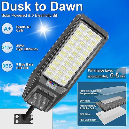 4‑Pack Solar Street Light, Super Bright LED Solar Powered Street Lamps with Motion Sensor, Dusk to Dawn, IP67 Waterproof for Yard, Garden, Parking Lot, Driveway, Farm