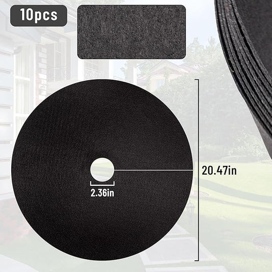 20.47 Inch Non-Woven Tree Mulch Ring,Reusable Tree Weed Barrier Mat,Degradable Tree Mulch Used to inhibit Weed Growth and Landscape Weed Control Plant Root Protection (10 Pack)