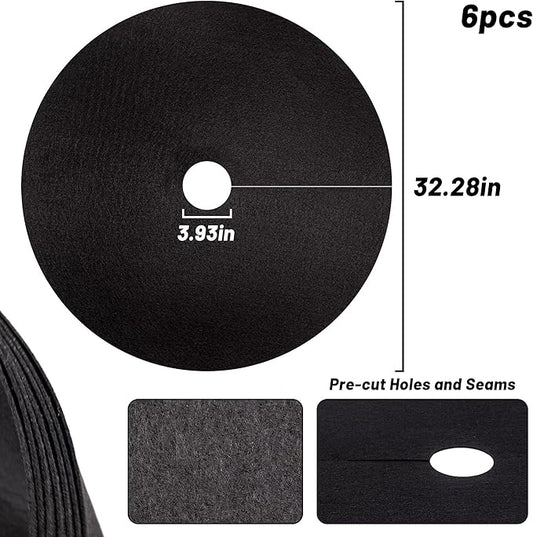 32.5 Inch Non-Woven Tree Mulch Ring 6 Pack, Weed Barrier Mat,Degradable Tree Mulch Used to inhibit Weed Growth and Landscape Weed Control Plant Root Protection (Black-6 pack-32.5")
