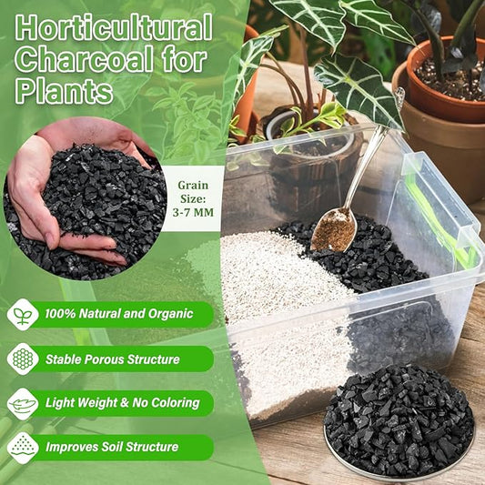 Legigo 2 QT Horticultural Charcoal- Natural Charcoal for Plants, Biochar Soil Amendment for Indoor Plants, Terrariums, Orchids Potting Mix and Gardening