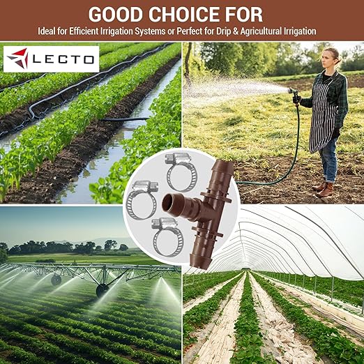 LECTO Universal 5/8", 1/2", .700" Drip Line Repair Kit – Tee, 1