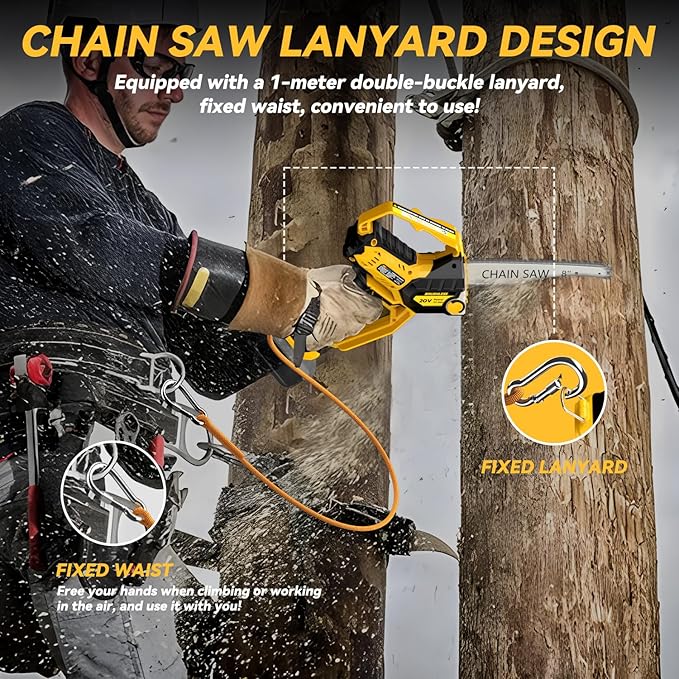 Mini Chainsaw for Dewalt 20V Max Battery, 8-Inch and 6-Inch 2-IN-1 Cordless Electric Chain saw with Brushless Motor and Auto-Oiler, 800W Hand Mini Chainsaw for Tree Pruning Wood Cutting(No Battery)