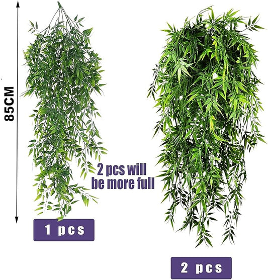 Toprooms Hanging Fake Plants,2 Pcs Faux Eucalyptus Leaf Greenery Vine Plant Faux Plants Fake Ivy Room Decor Home Garden Wedding Party Indoor Outdoor Decorations (Bamboo Cotyledon)