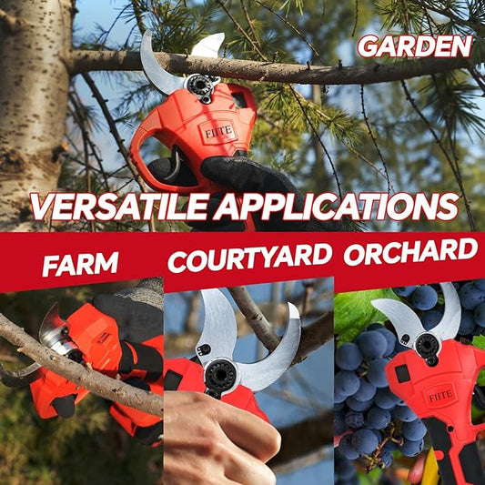 Electric Pruning Shears, Upgraded 40mm 1.6'' Cutting Diameter Portable Cordless Pruning Shears with LCD Display Garden Shears & 2 * 5.0Ah Rechargeable Batteries and Toolkit for Garden Tree Branch