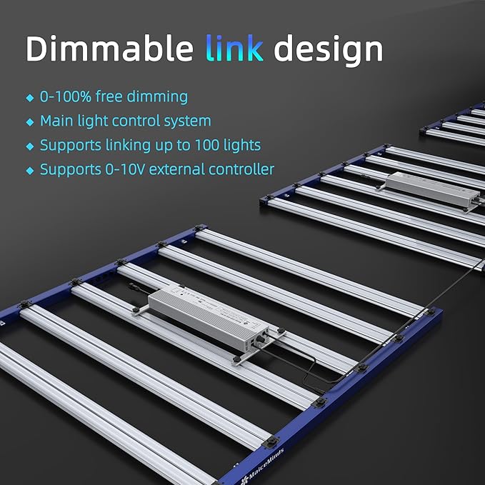 680W Led Grow Lights for Indoor Plants Full Spectrum Foldable and dimmable LED Grow Lights Daisy Chain 4x4/5x5ft Coverage Bar Style Growing Lamp for Indoor Plants