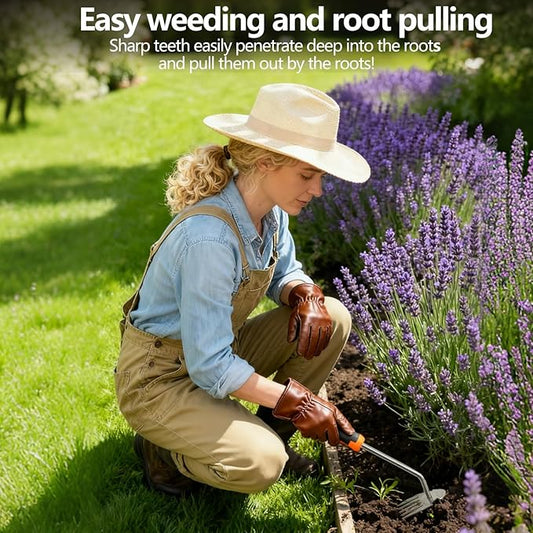 Weed Puller Tool,2025 Newly Weeder Stainless Steel Hand Weed Puller,Portable 5 Teeth Weed Remover Tool Weeding Tools for Gardening Vegetable Backyard Farm Planting & Uprooting (Rubber Handle)