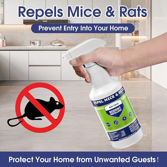Rodent Repellent Spray, 16oz – Effective Natural Peppermint Formula Repel Mice, Rats, Squirrels, and Rodents. Safe for Indoor, Outdoor, and Car Engines. Safe for People and Pets.